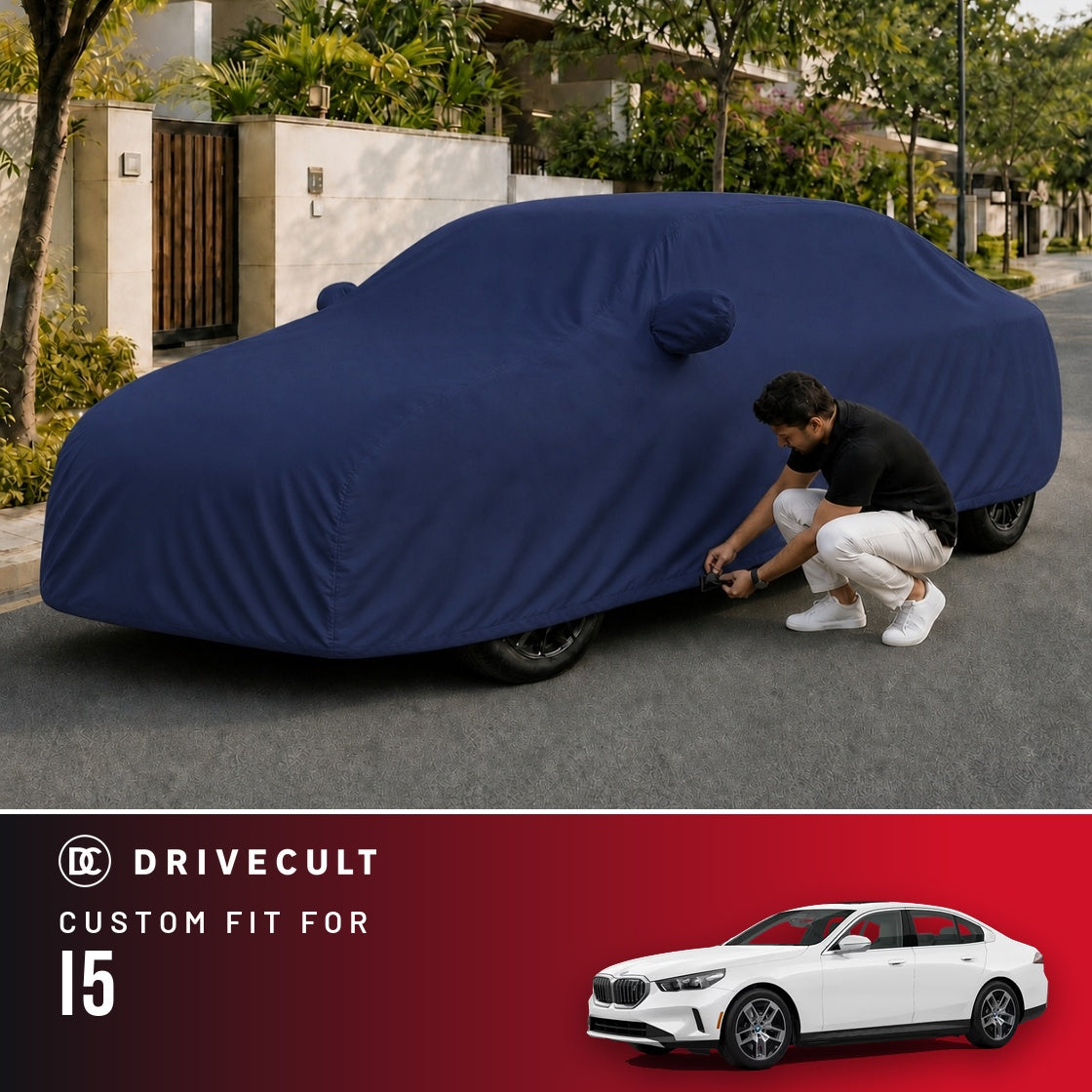 BMW i5 DriveCult Storm custom-fit waterproof car body cover
