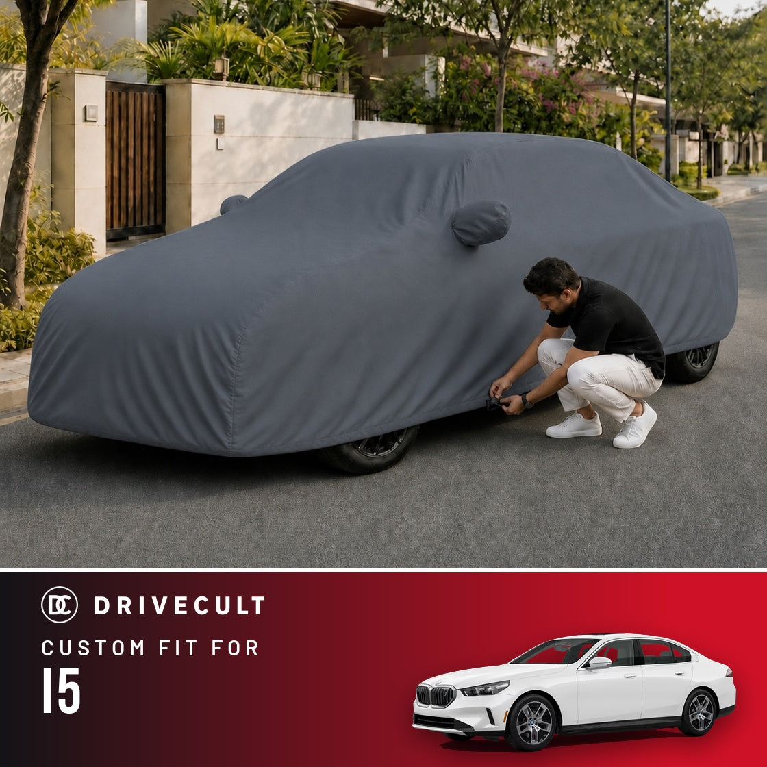 BMW i5 DriveCult Titan custom-fit waterproof car body cover