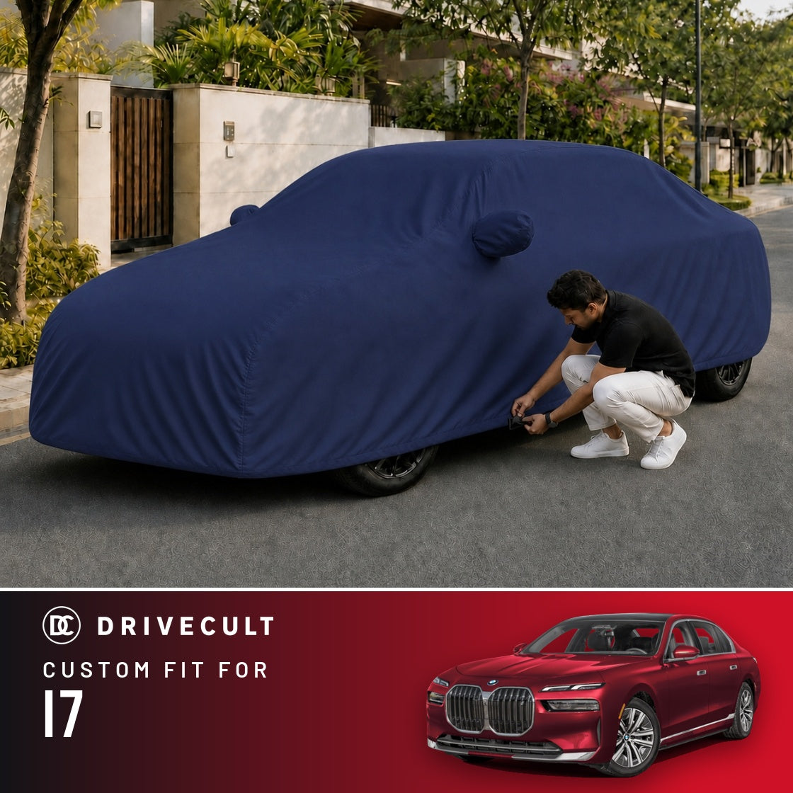 BMW i7 DriveCult Storm custom-fit waterproof car body cover