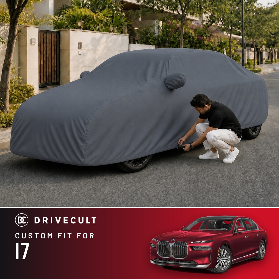 BMW i7 DriveCult Titan custom-fit waterproof car body cover