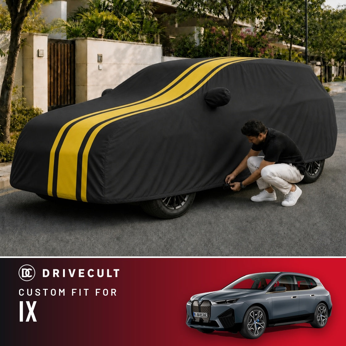 BMW iX DriveCult Blaze custom-fit waterproof car body cover
