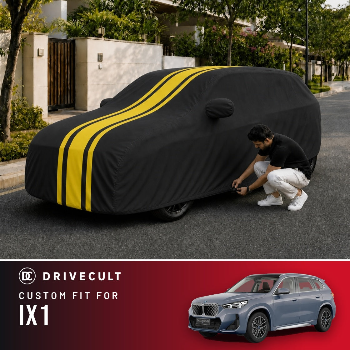 BMW iX1 DriveCult Blaze custom-fit waterproof car body cover