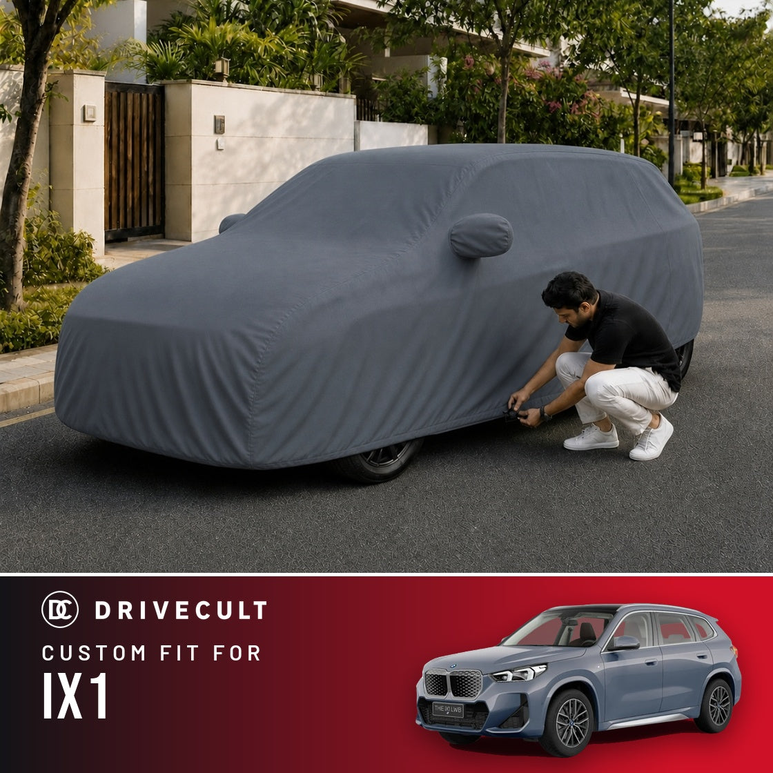 BMW iX1 DriveCult Titan custom-fit waterproof car body cover