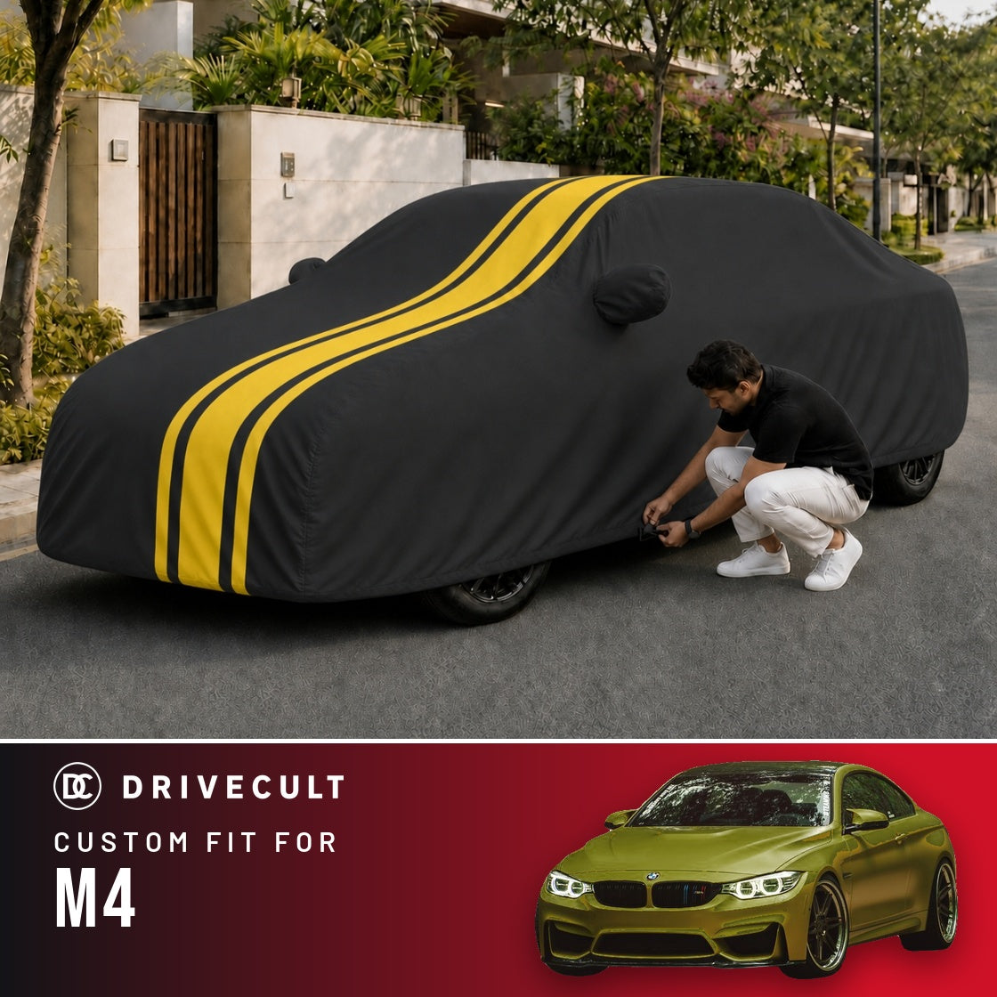 BMW M4 DriveCult Blaze custom-fit waterproof car body cover