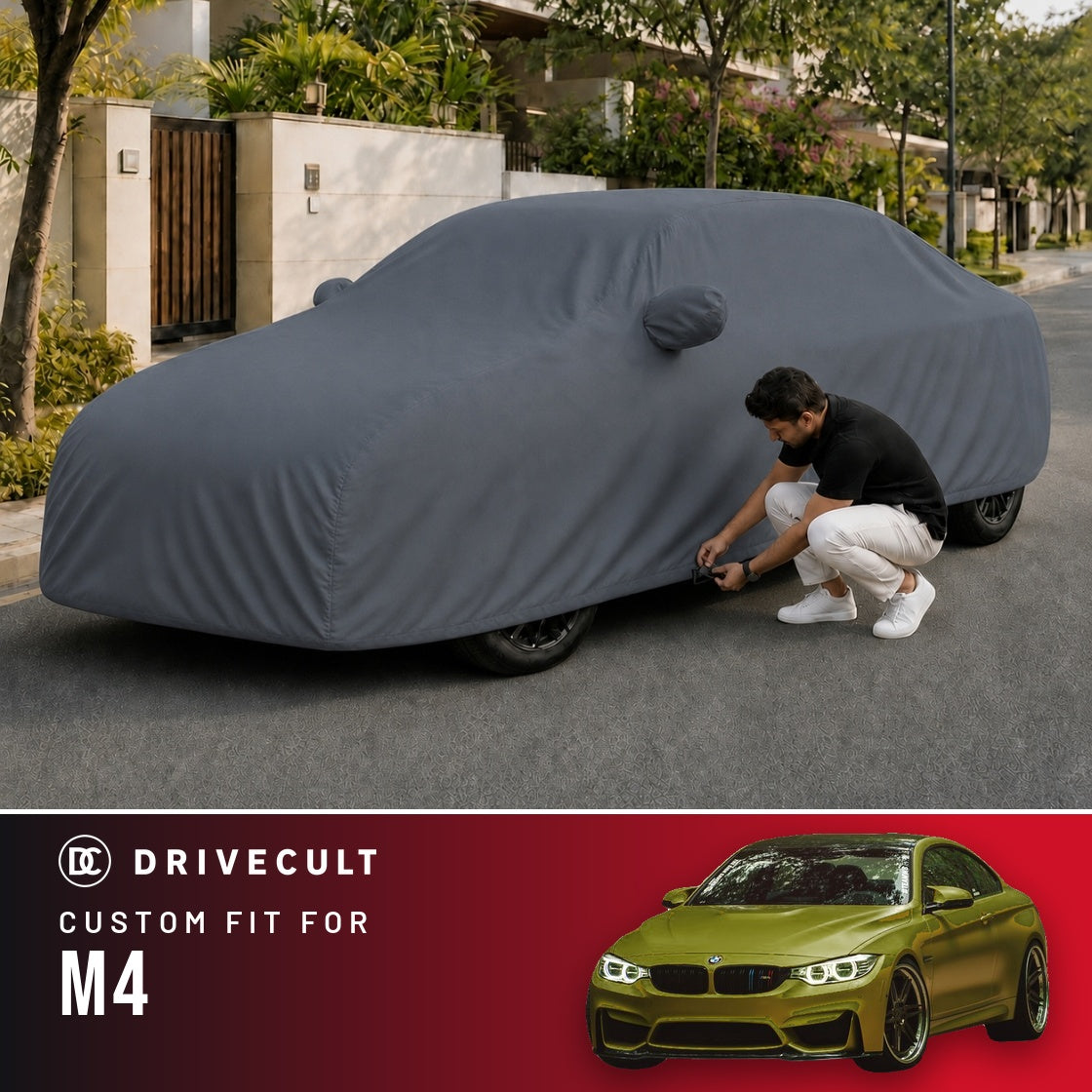 BMW M4 DriveCult Titan custom-fit waterproof car body cover