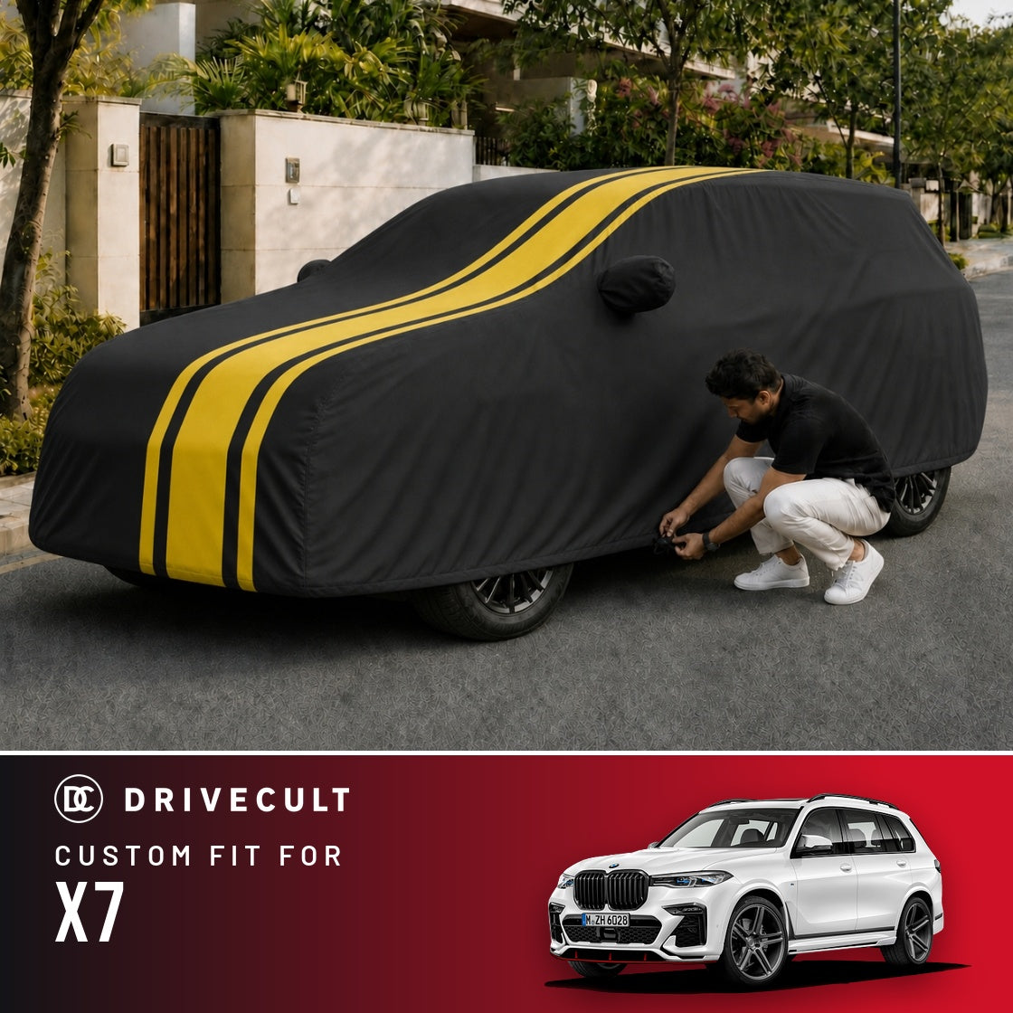 BMW X7 DriveCult Blaze custom-fit waterproof car body cover