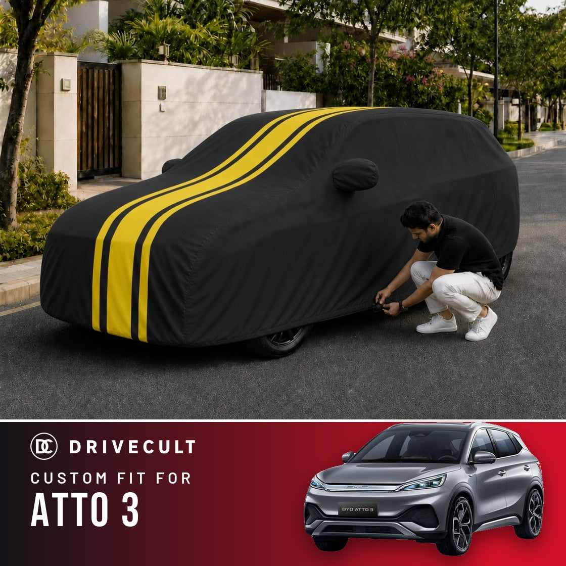 BYD Atto 3 DriveCult Blaze custom-fit waterproof car body cover