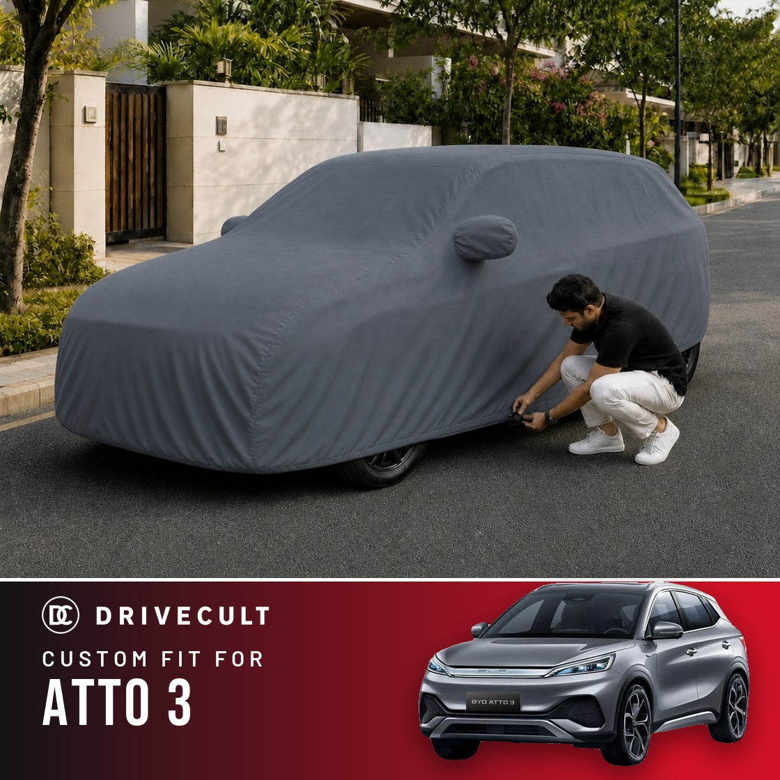 BYD Atto 3 DriveCult Titan custom-fit waterproof car body cover
