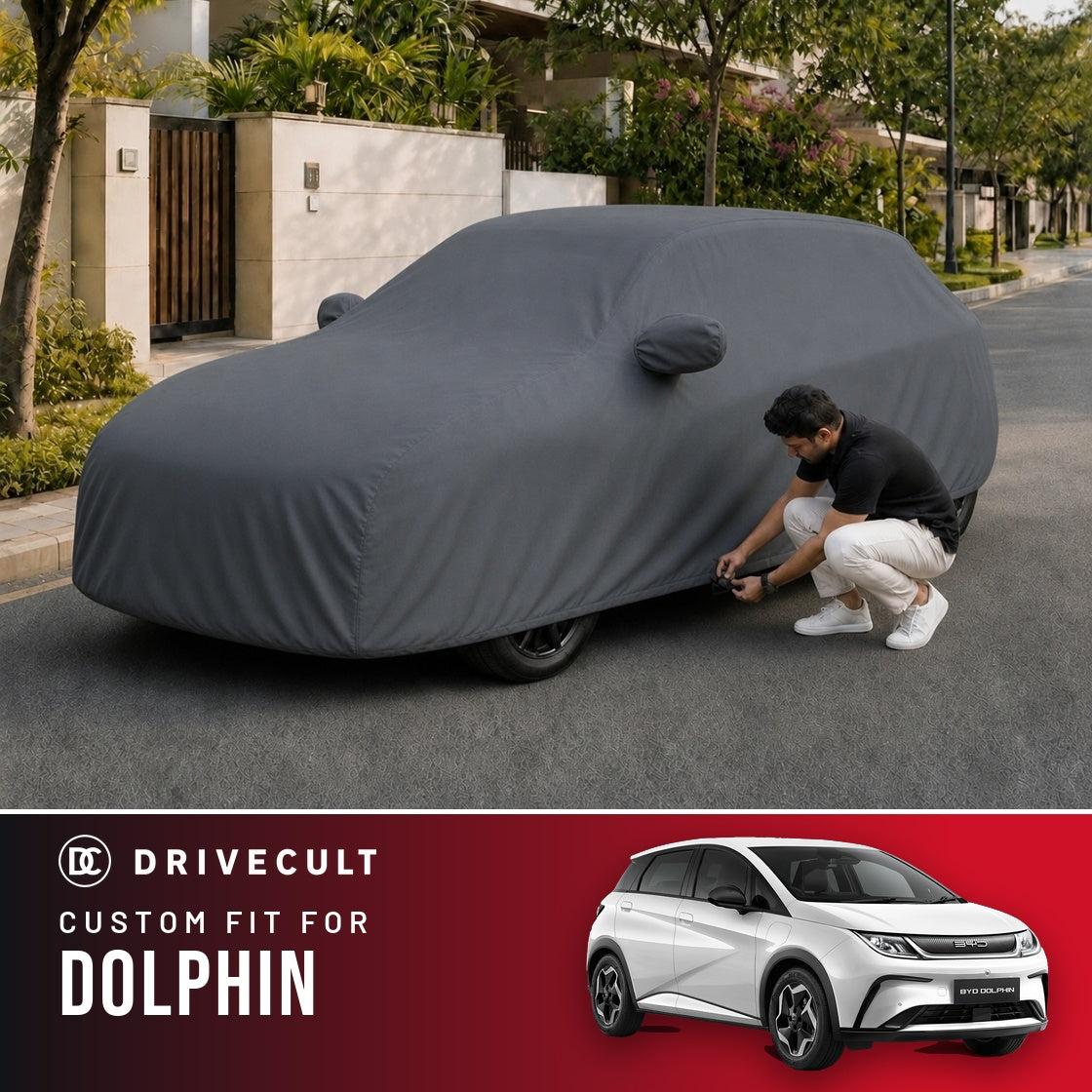 BYD Dolphin DriveCult Titan custom-fit waterproof car body cover