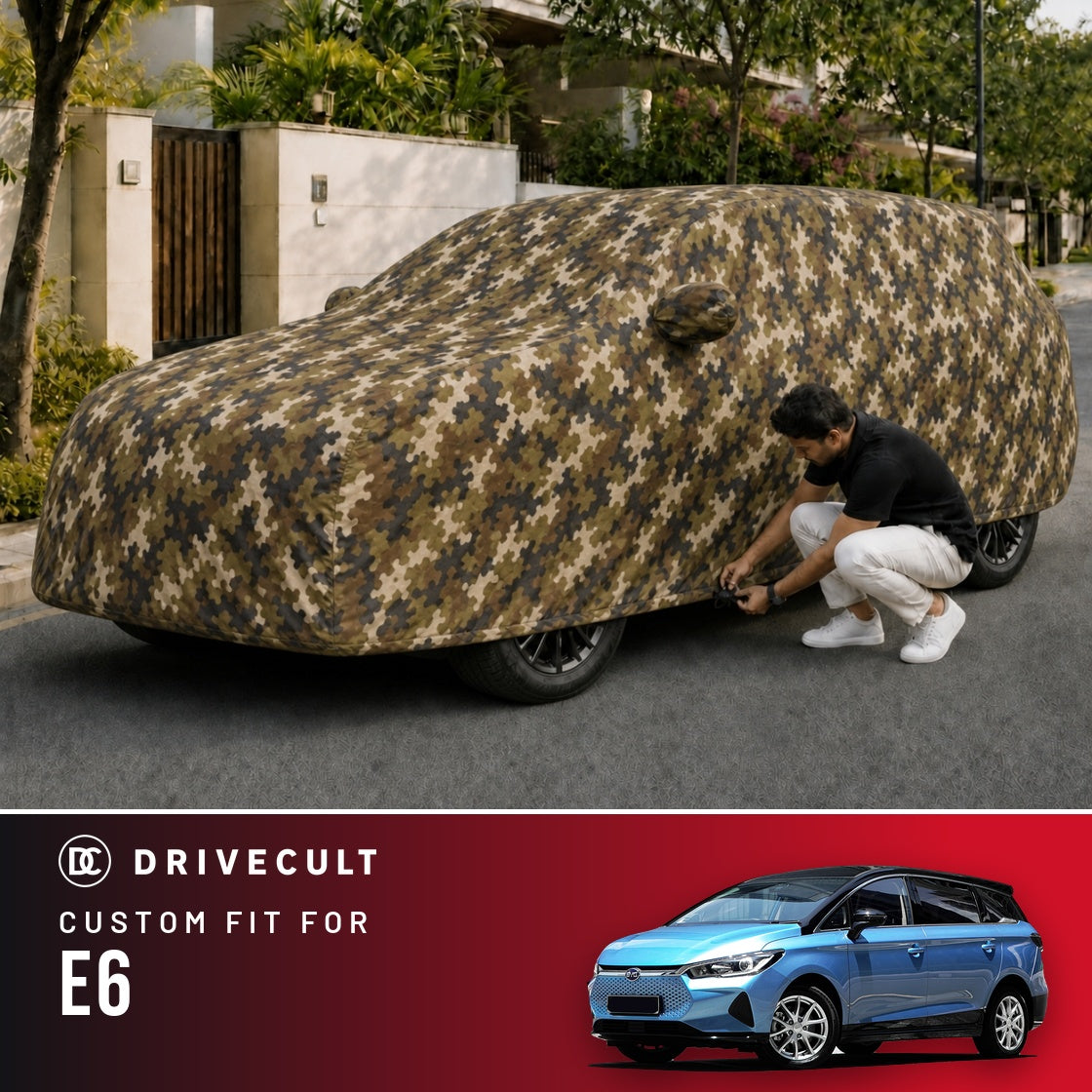 BYD E6 DriveCult Phantom custom-fit waterproof car body cover