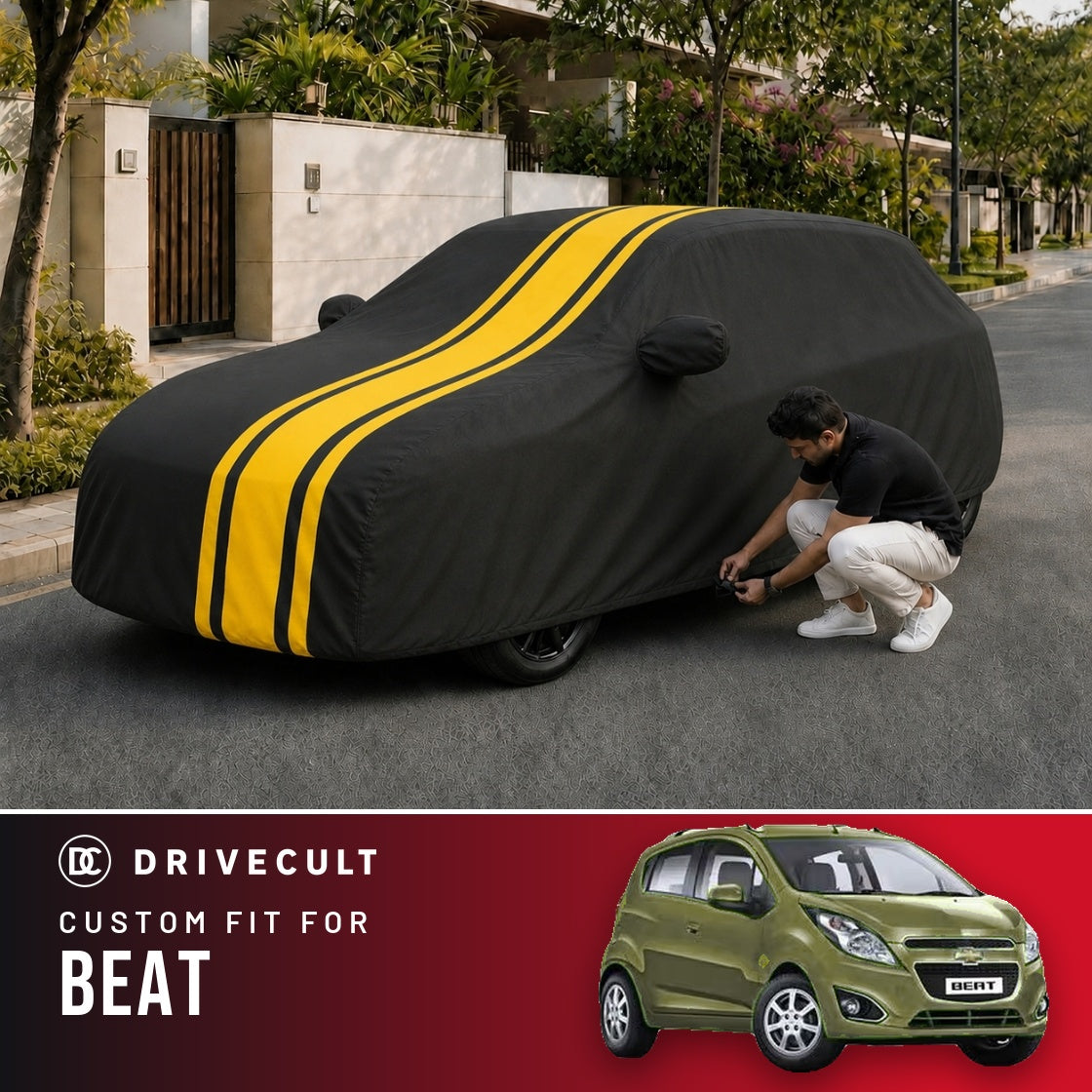 Chevrolet Beat DriveCult Blaze custom-fit waterproof car body cover