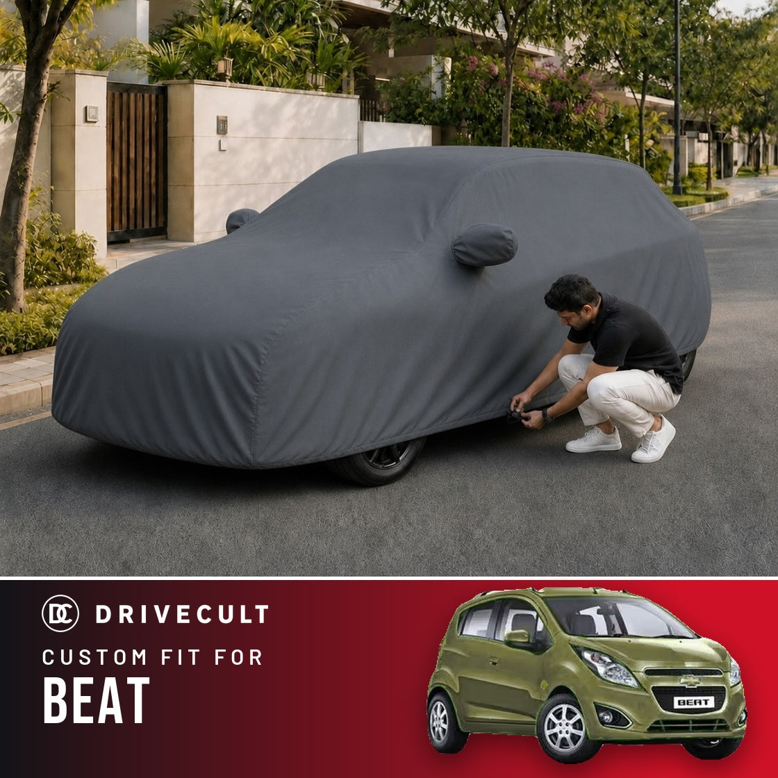 Chevrolet Beat DriveCult Titan custom-fit waterproof car body cover