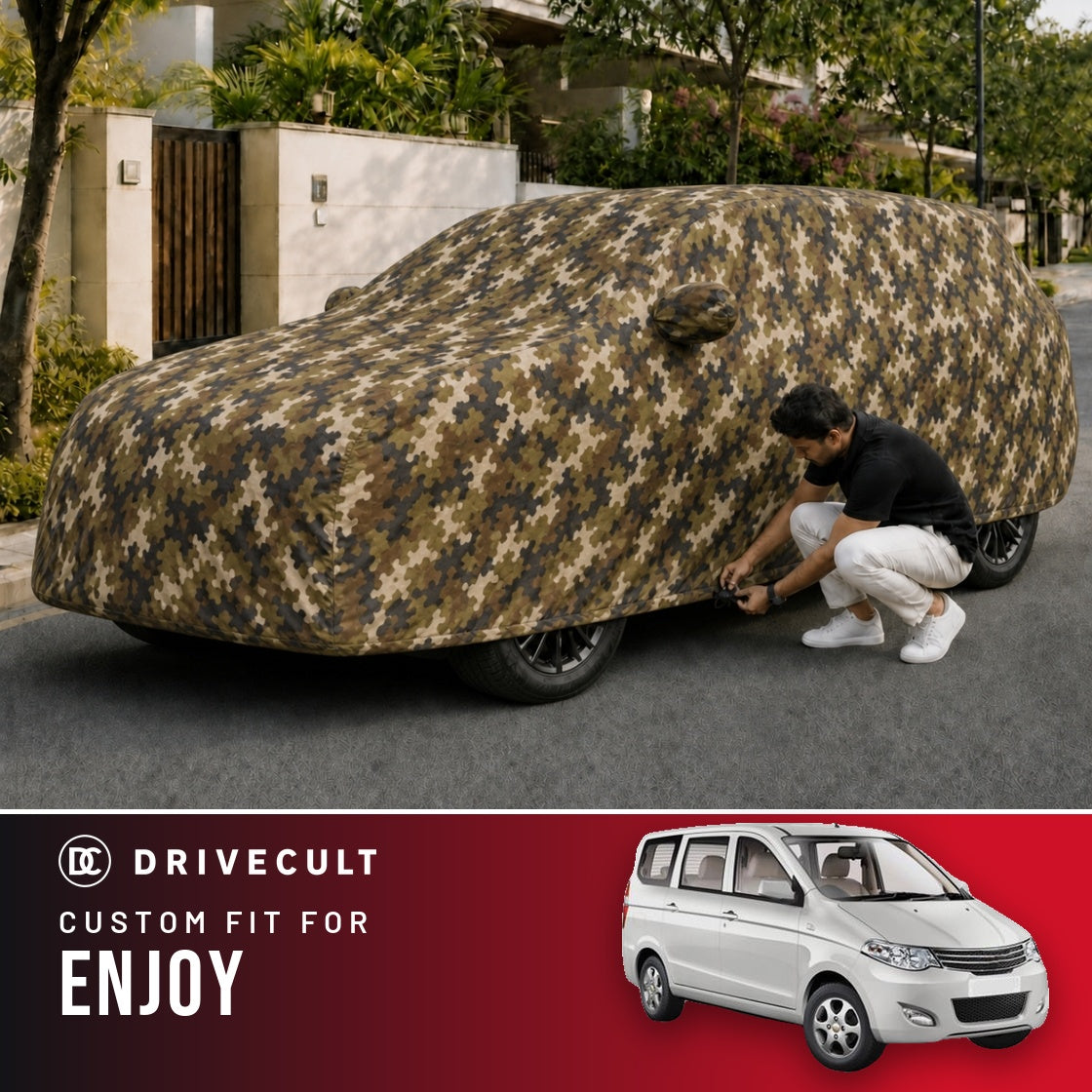Chevrolet Enjoy DriveCult Phantom custom-fit waterproof car body cover