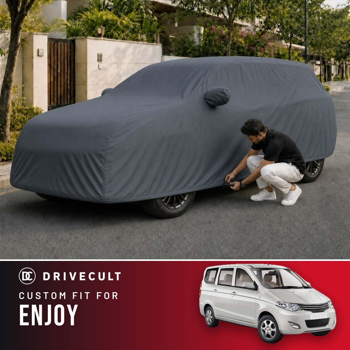 Chevrolet Enjoy DriveCult Titan custom-fit waterproof car body cover