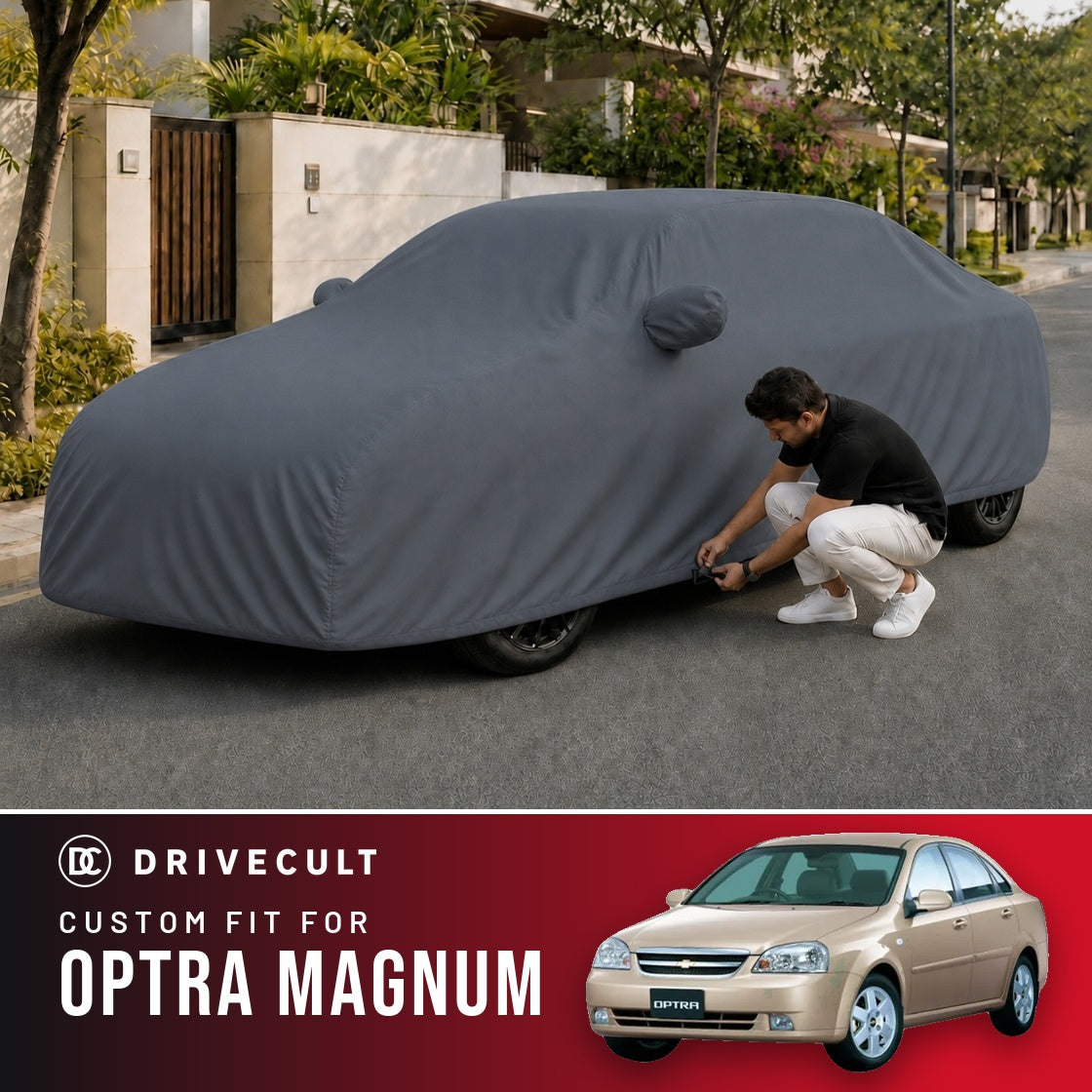 Chevrolet Optra Magnum DriveCult Titan custom-fit waterproof car body cover