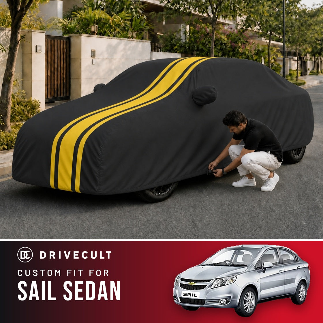 Chevrolet Sail Sedan DriveCult Blaze custom-fit waterproof car body cover