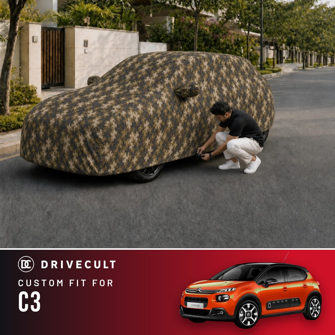 Citroen C3 DriveCult Phantom custom-fit waterproof car body cover