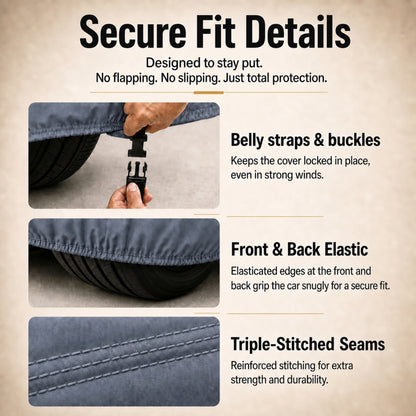 DriveCult Titan body cover secure fit with belly straps and elastic hem
