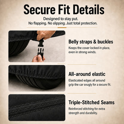 DriveCult Blaze body cover secure fit with belly straps and elastic hem