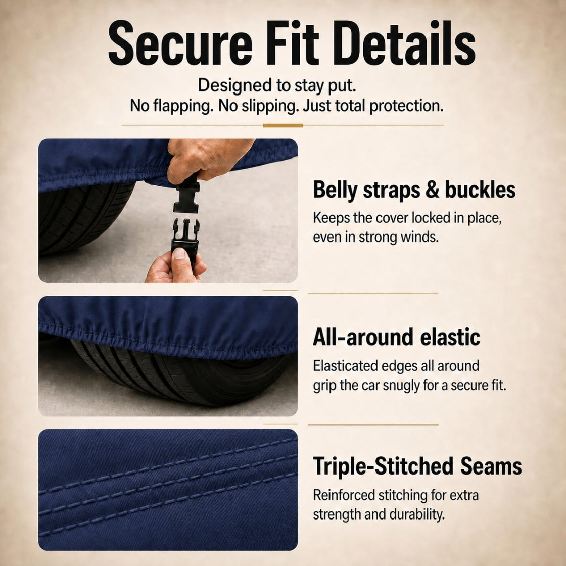 DriveCult Storm body cover secure fit with belly straps and elastic hem