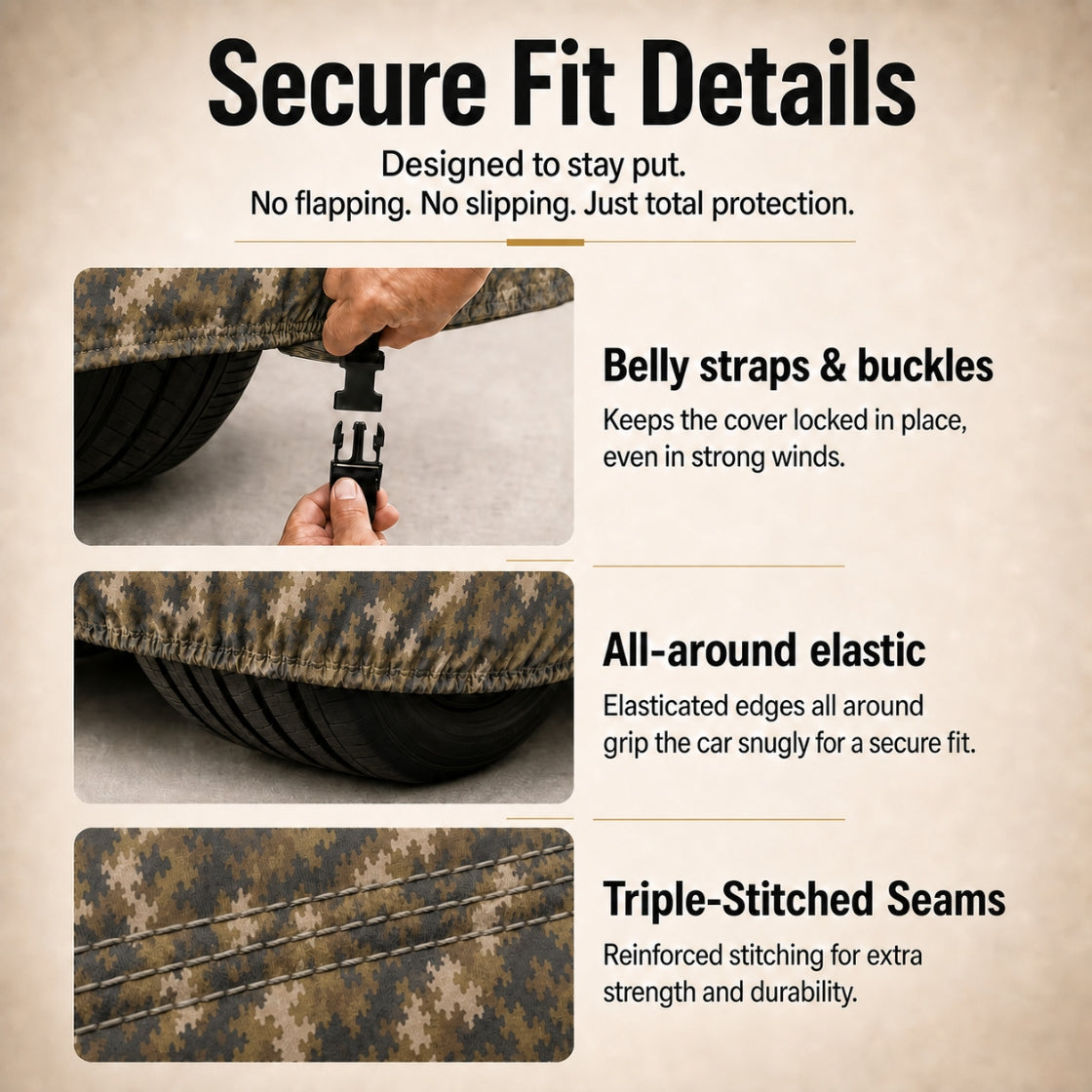 DriveCult Phantom body cover secure fit with belly straps and elastic hem