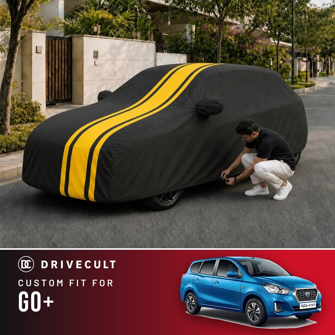 Datsun GO+ DriveCult Blaze custom-fit waterproof car body cover