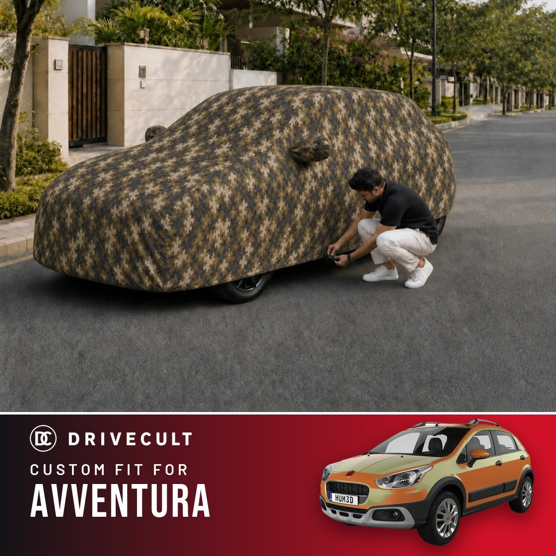 Fiat Avventura DriveCult Phantom custom-fit waterproof car body cover