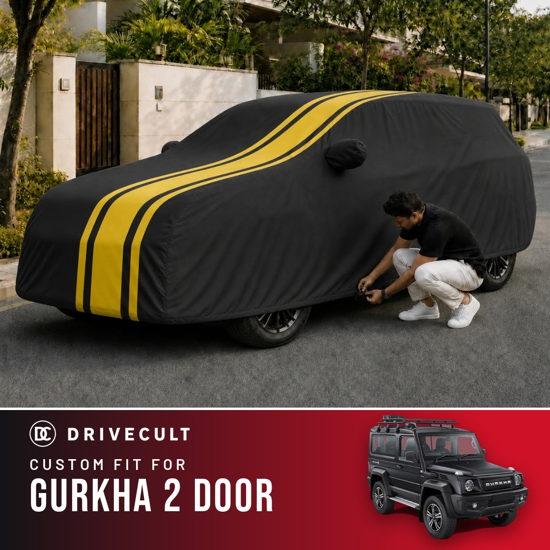 Force Gurkha 2 Door DriveCult Blaze custom-fit waterproof car body cover