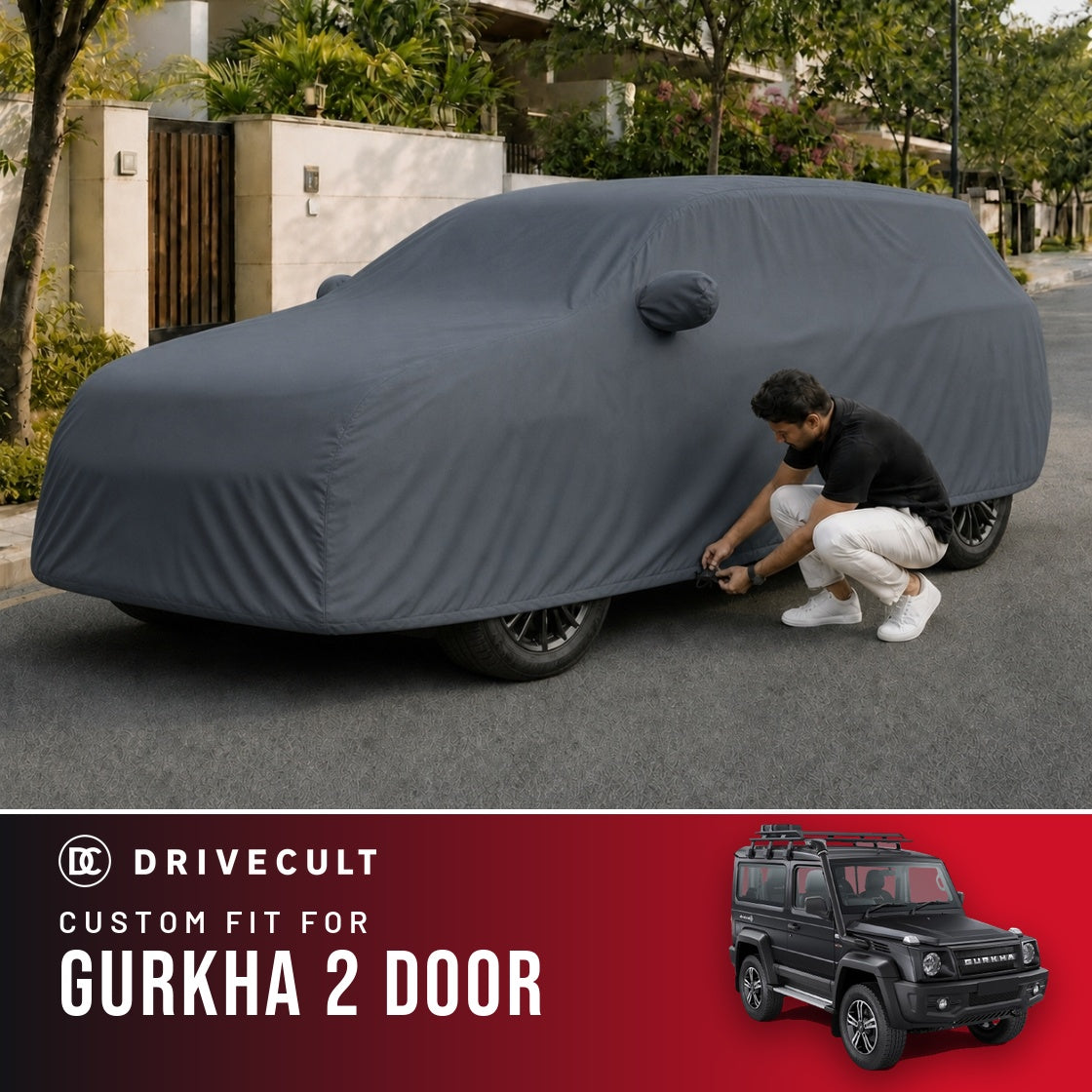 Force Gurkha 2 Door DriveCult Titan custom-fit waterproof car body cover