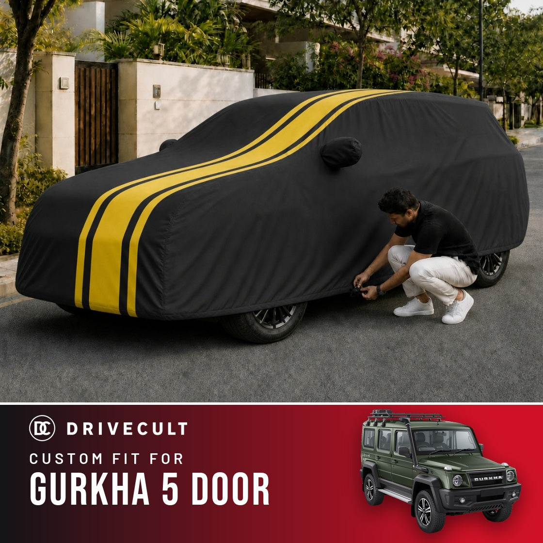 Force Gurkha 5 Door DriveCult Blaze custom-fit waterproof car body cover