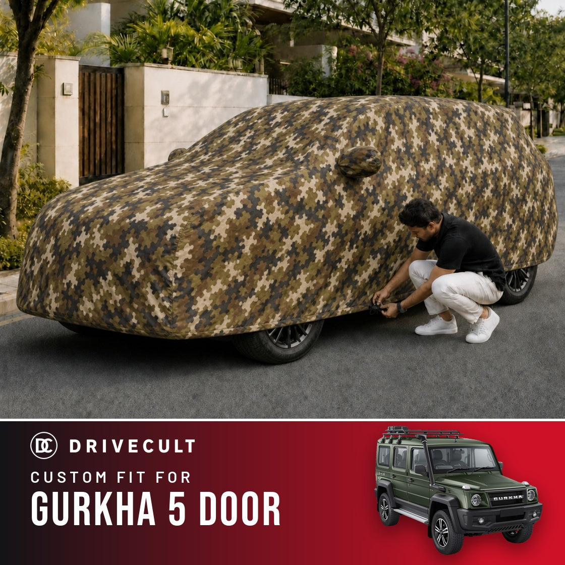 Force Gurkha 5 Door DriveCult Phantom custom-fit waterproof car body cover