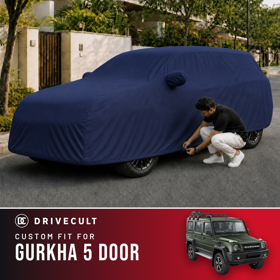 Force Gurkha 5 Door DriveCult Storm custom-fit waterproof car body cover