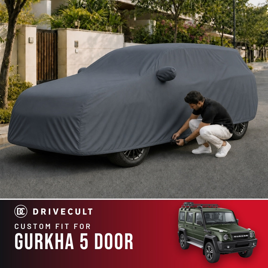 Force Gurkha 5 Door DriveCult Titan custom-fit waterproof car body cover
