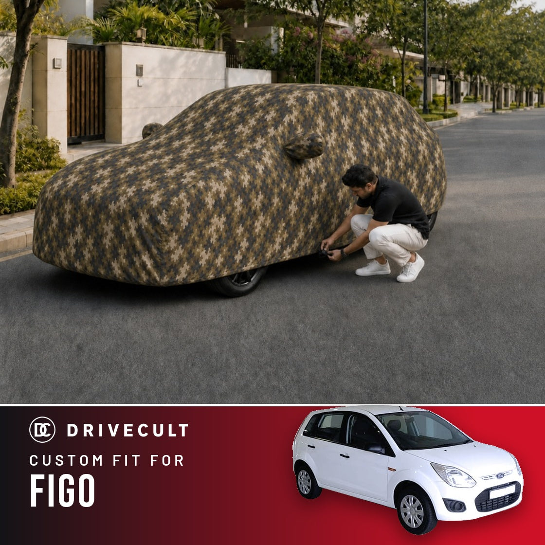 Ford Figo 2010-2019 DriveCult Phantom custom-fit waterproof car body cover