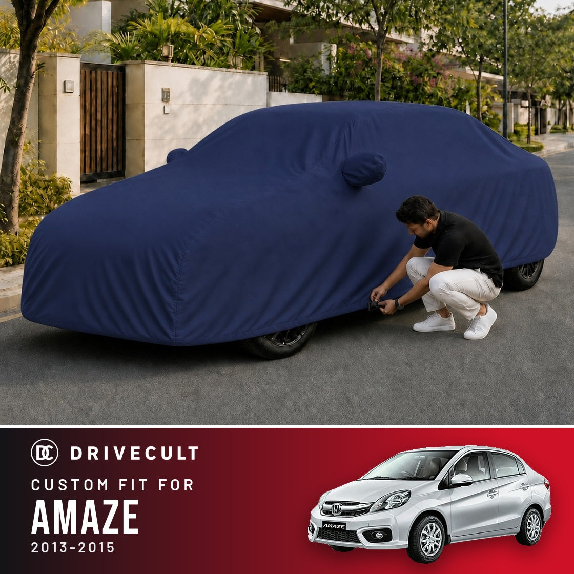 Honda Amaze 2013-2015 DriveCult Storm custom-fit waterproof car body cover