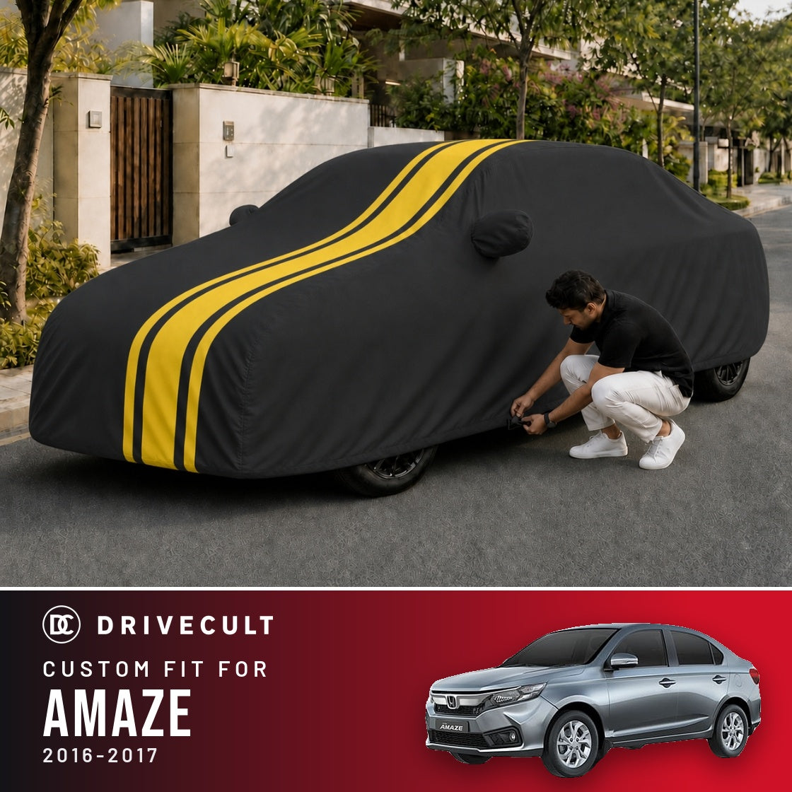 Honda Amaze 2016-2017 DriveCult Blaze custom-fit waterproof car body cover