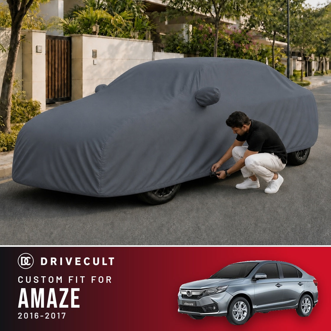 Honda Amaze 2016-2017 DriveCult Titan custom-fit waterproof car body cover
