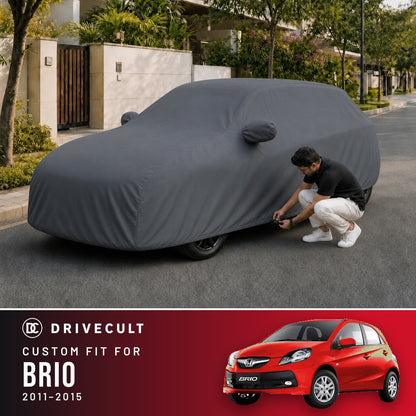Honda Brio 2011-2015 DriveCult Titan custom-fit waterproof car body cover