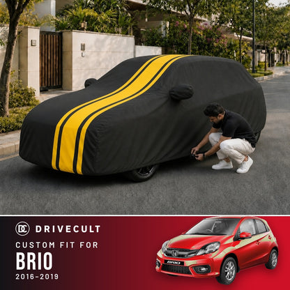 Honda Brio 2016-2019 DriveCult Blaze custom-fit waterproof car body cover