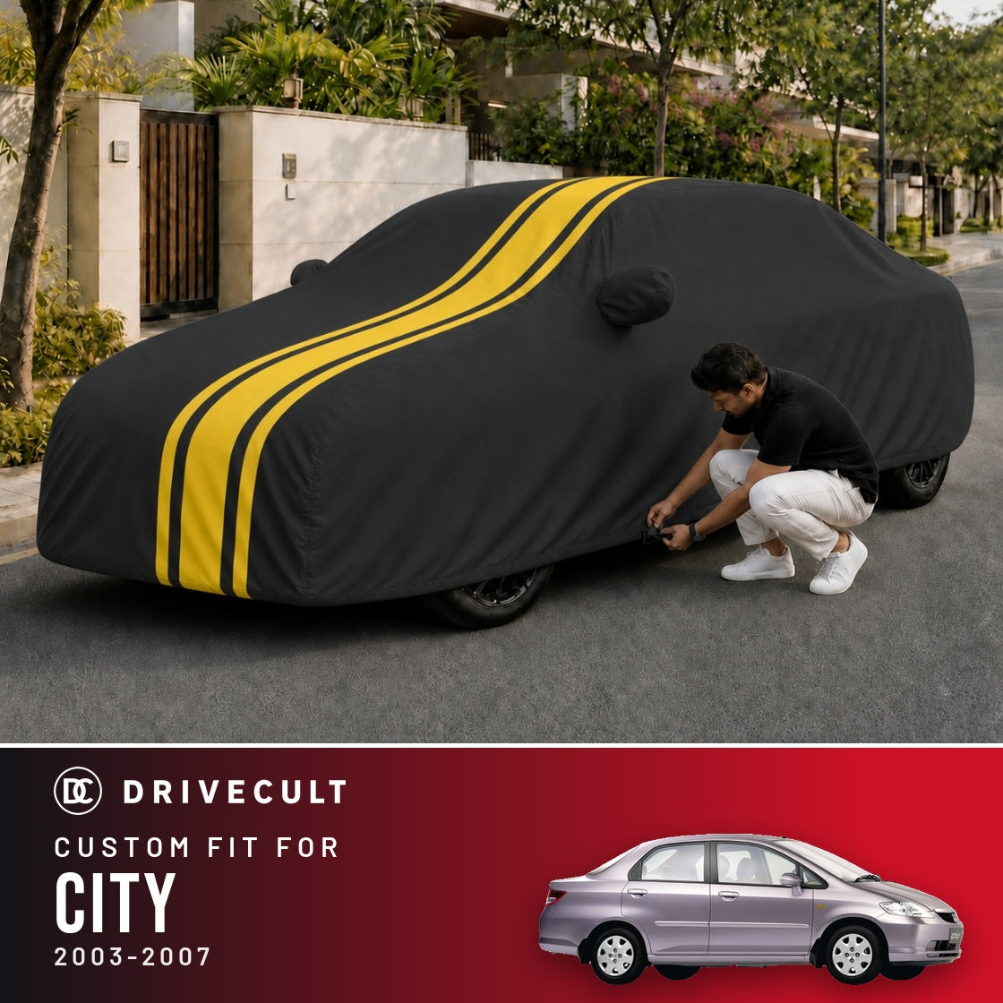 Honda City 2003-2007 DriveCult Blaze custom-fit waterproof car body cover