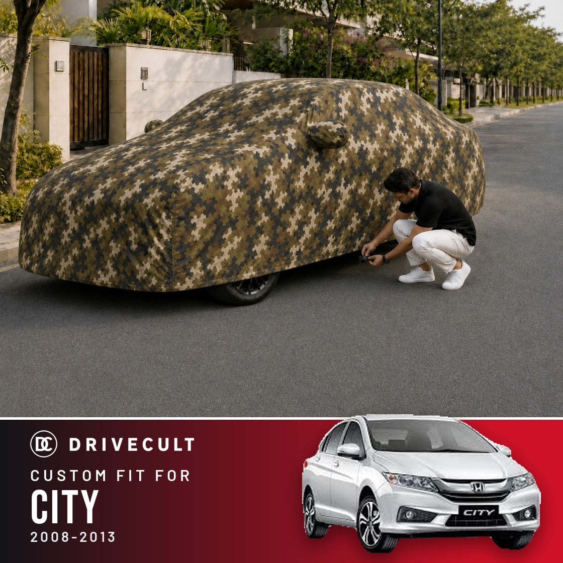 Honda City 2008-2013 DriveCult Phantom custom-fit waterproof car body cover