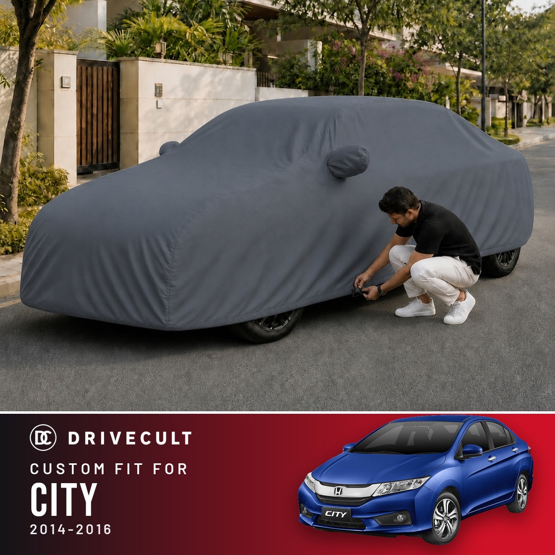 Honda City 2014-2016 DriveCult Titan custom-fit waterproof car body cover
