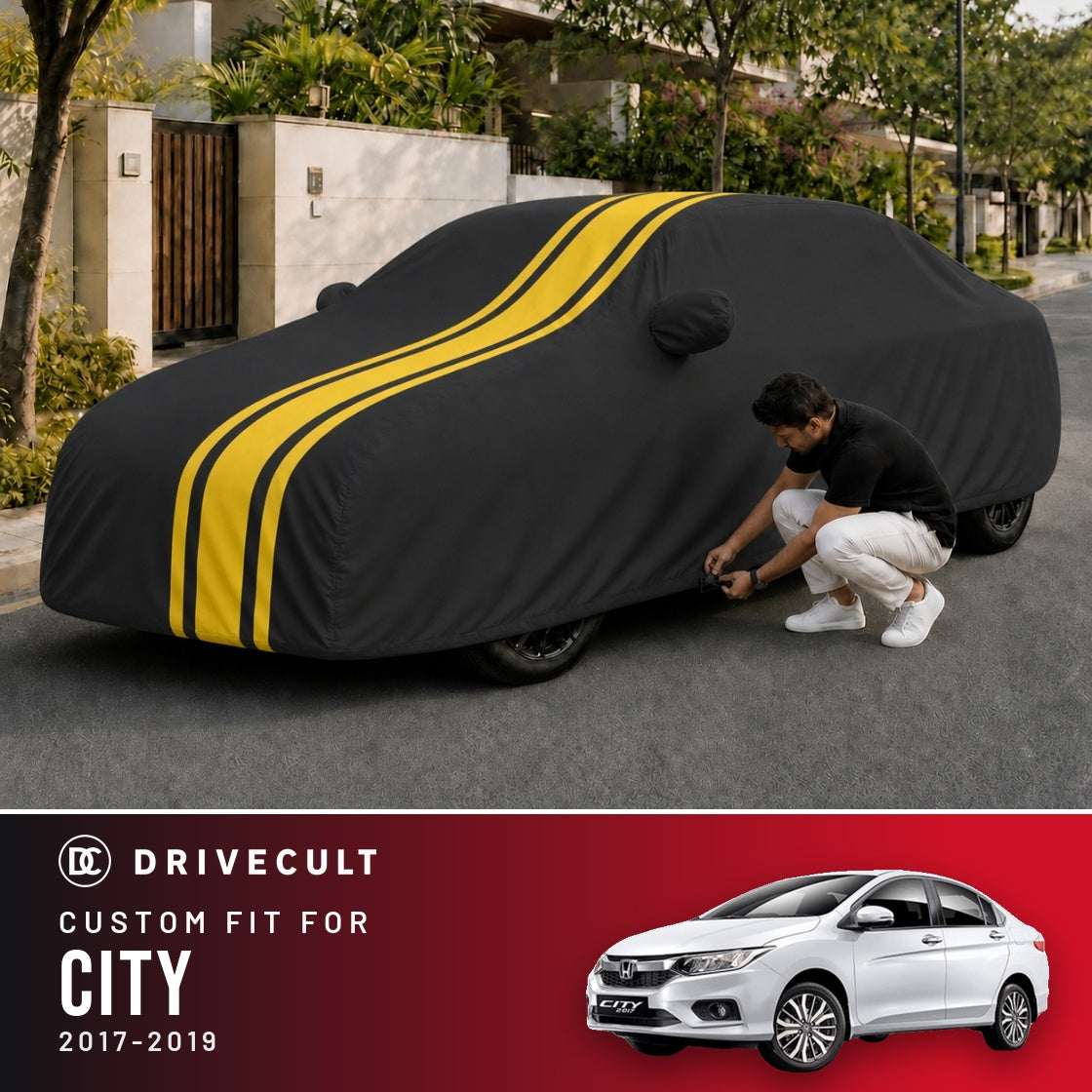 Honda City 2017-2019 DriveCult Blaze custom-fit waterproof car body cover