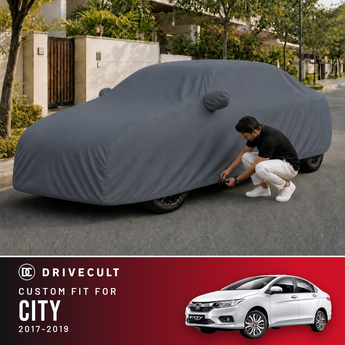 Honda City 2017-2019 DriveCult Titan custom-fit waterproof car body cover