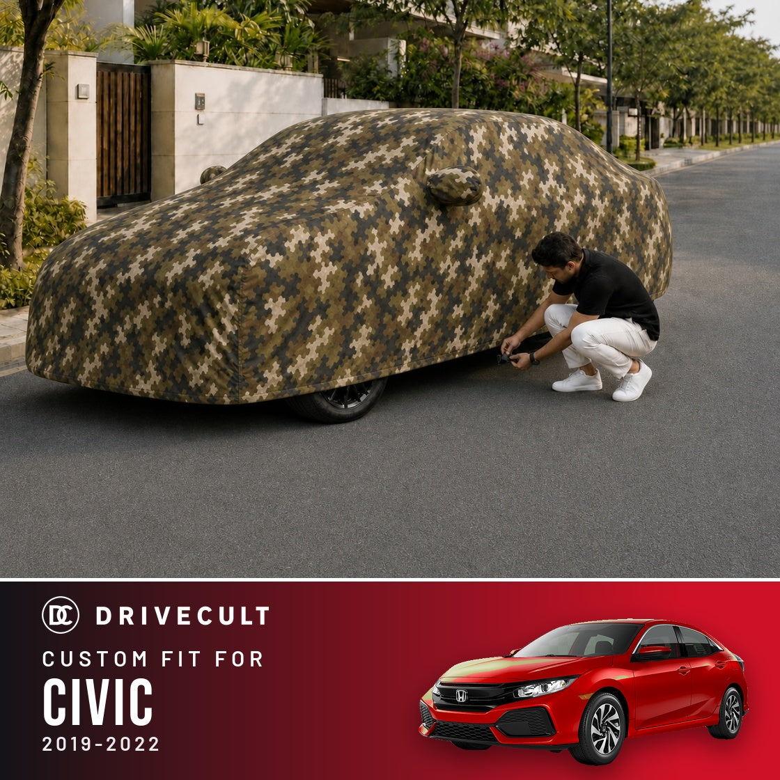 Honda Civic 2019-2022 DriveCult Phantom custom-fit waterproof car body cover