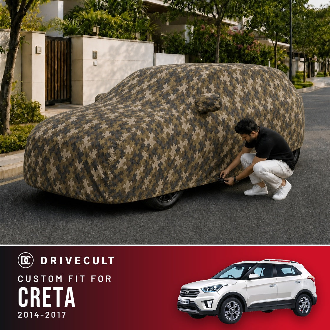 Hyundai Creta 2014-2017 DriveCult Phantom custom-fit waterproof car body cover