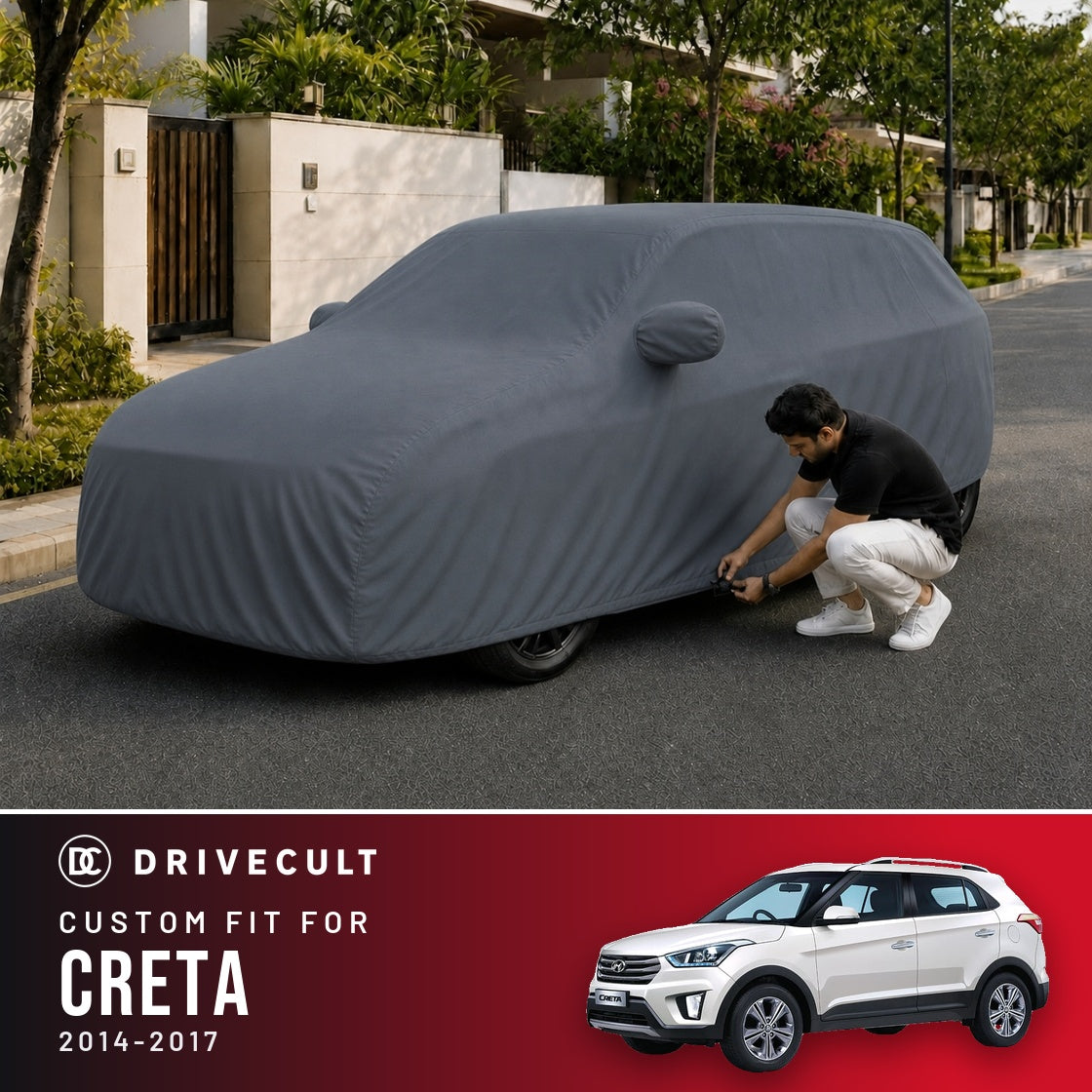 Hyundai Creta 2014-2017 DriveCult Titan custom-fit waterproof car body cover