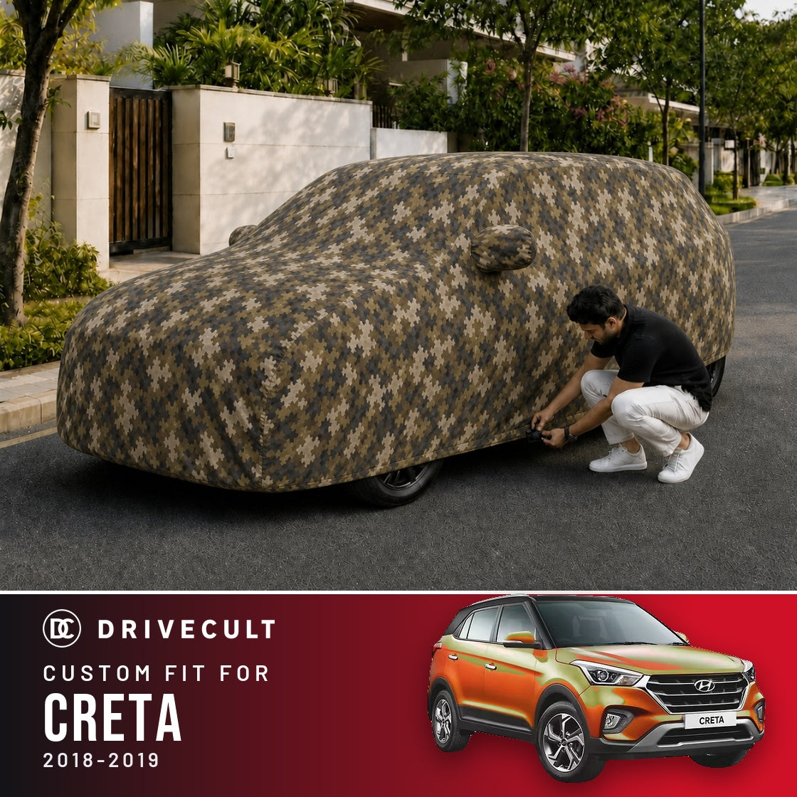Hyundai Creta 2018-2019 DriveCult Phantom custom-fit waterproof car body cover