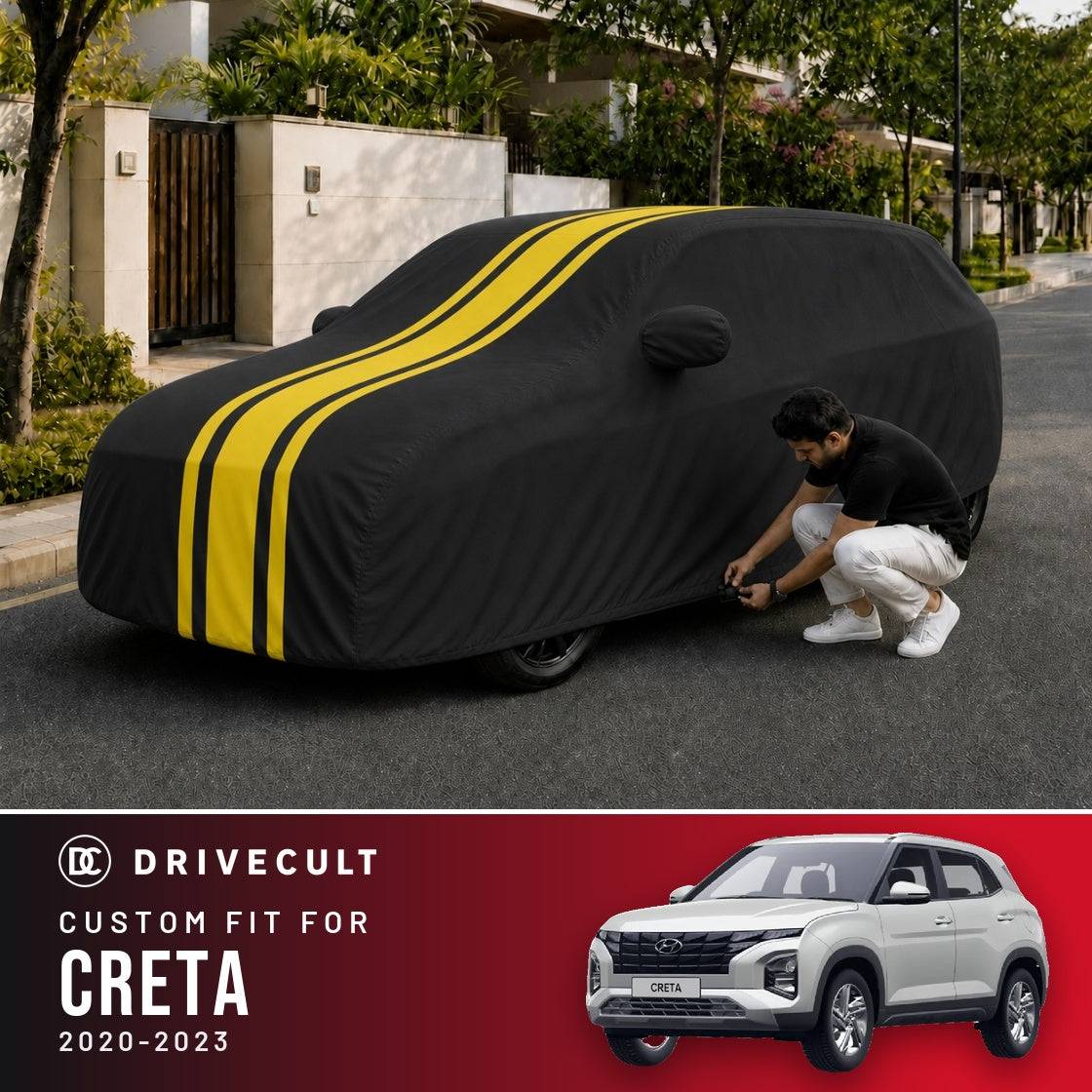 Hyundai Creta 2020-2023 DriveCult Blaze custom-fit waterproof car body cover