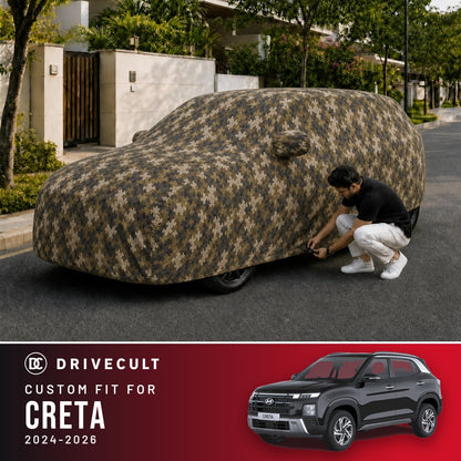 Hyundai Creta 2024-2026 DriveCult Phantom custom-fit waterproof car body cover